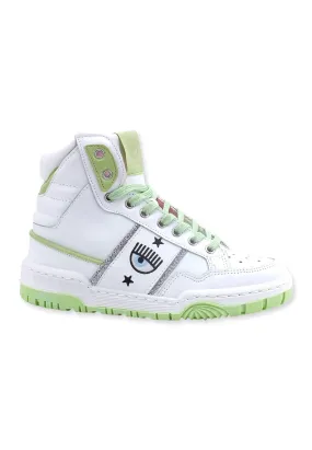 CHIARA FERRAGNI Sneaker High Donna White Light Green CF3006-159