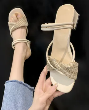 Scarpe Per Le Donne Sandali Per Adulti Delle Donne di Estate Nuove Donne di Modo Pantofole 2022 Tacco Quadrato Open Toe Scarpe D